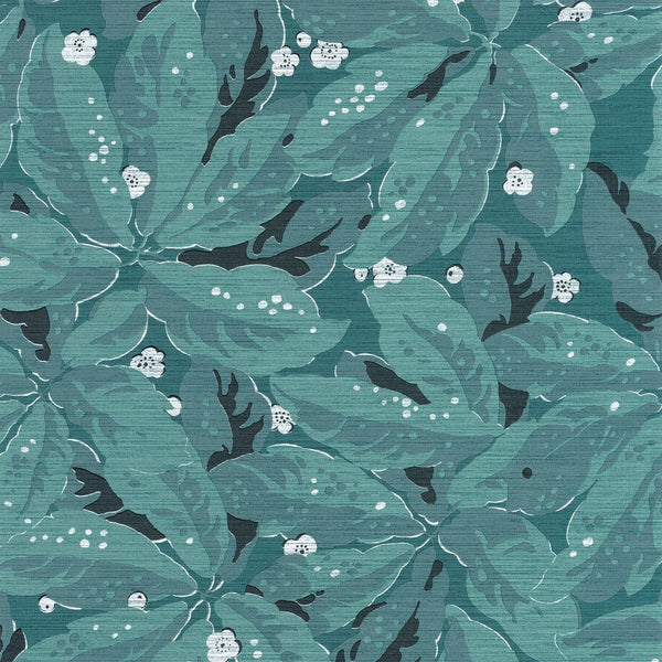 Sample - Greenery Leaf Wallpaper - Teal