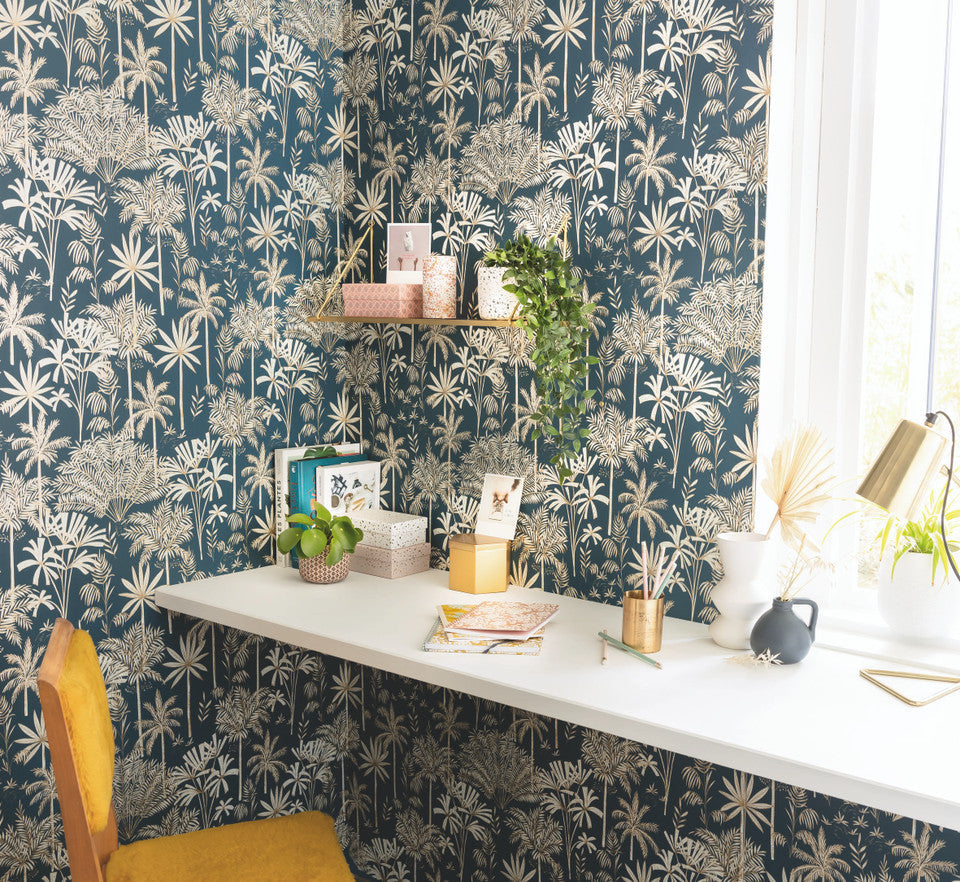 Jardin De Marrakech Wallpaper - Blue - Discontinuing