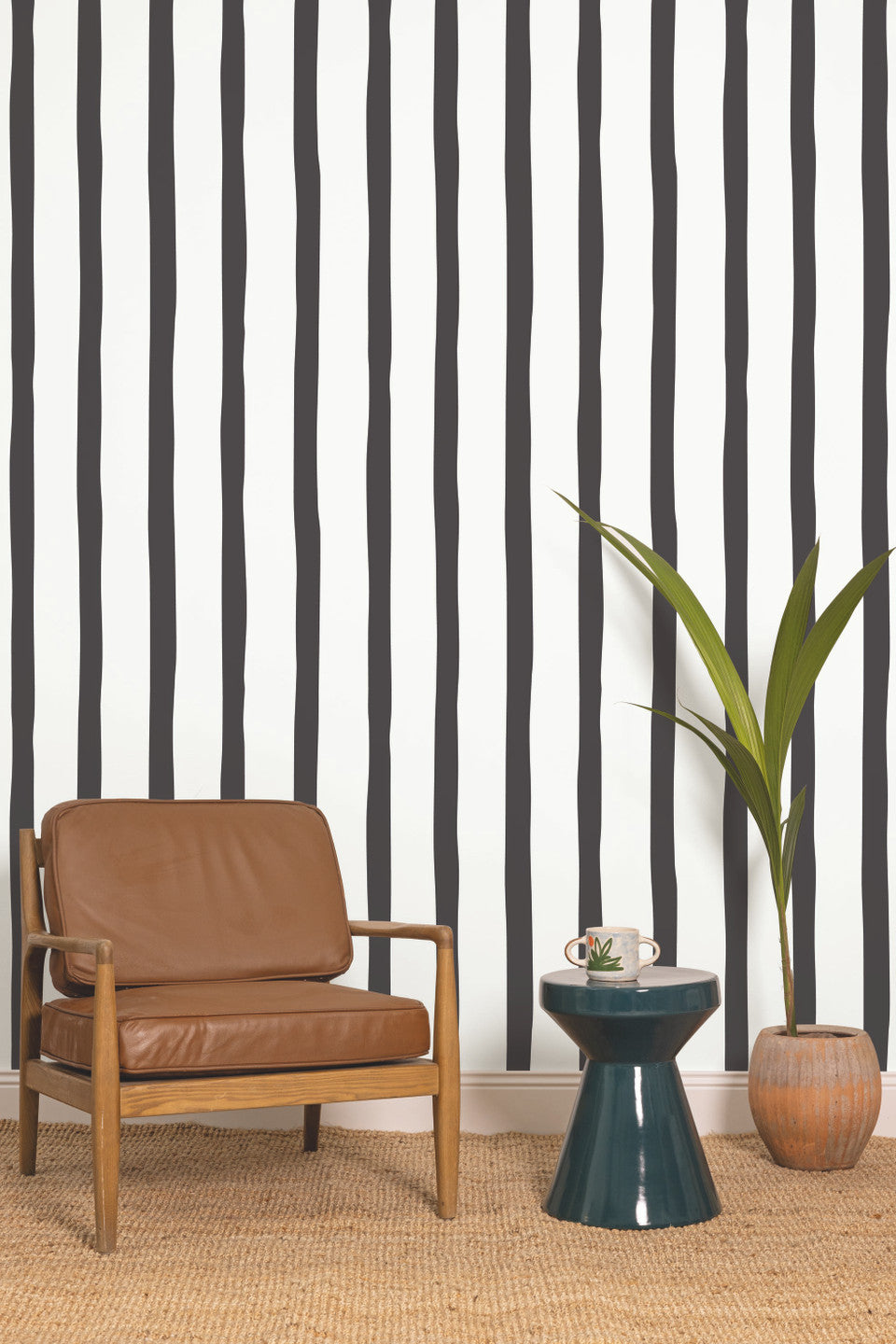 Sample - Barito Imperfect Stripes Wallpaper - Black