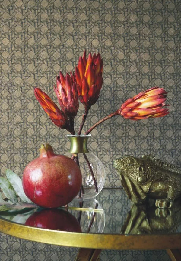 Sample - Cuba Paja Vinyl Wallpaper - Vert Khaki