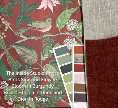 Birds Sing and Flowers Bloom Wallpaper - Burgundy