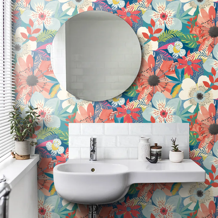 Floral Riot Wallpaper - Ohpopsi - Indigo
