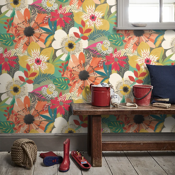 Floral Riot Wallpaper - Ohpopsi - Olive