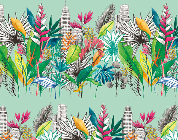Sample - Urban Tropic Wallpaper - Azure
