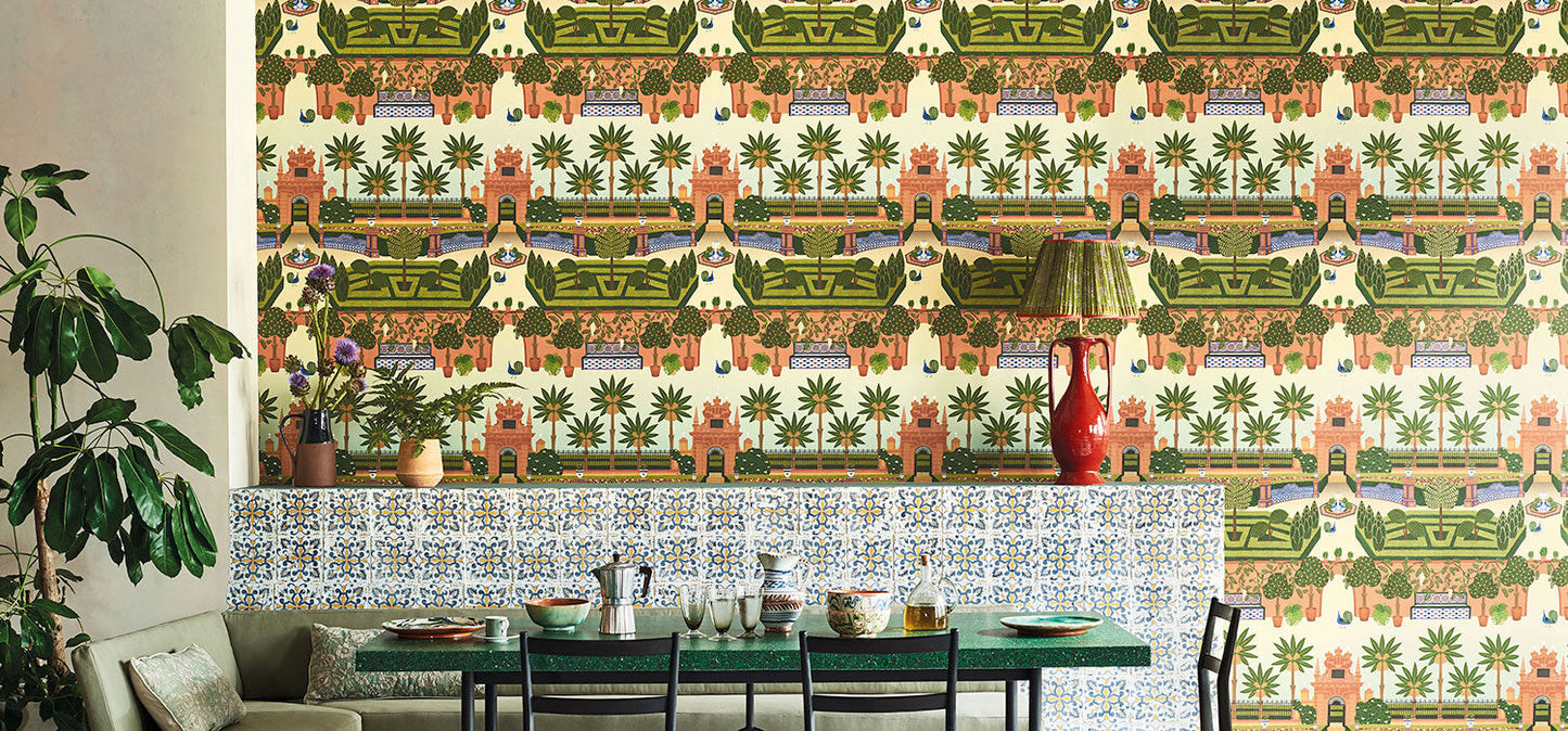 Alcazar Gardens Wallpaper - Terracotta Multi