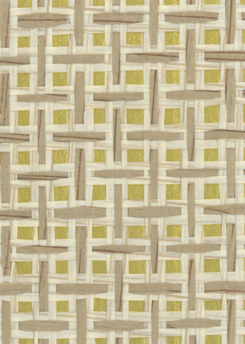 Sample - Basket Weave Grass cloth Wallpaper - Camel on Gold