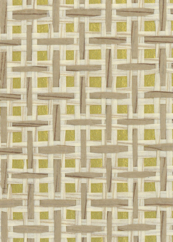 Sample - Basket Weave Grass cloth Wallpaper - Camel on Gold