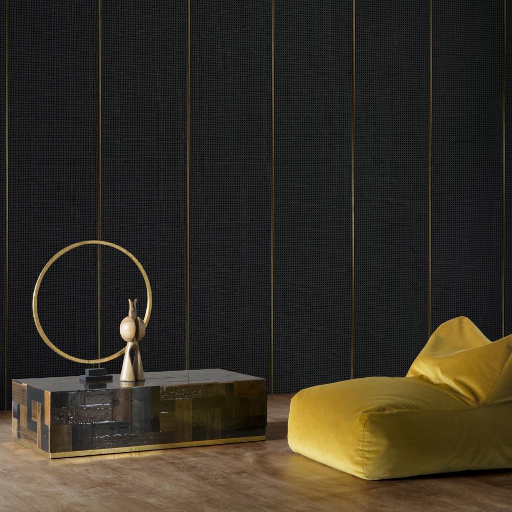 Natural Cane Webbing Wallpaper - Black