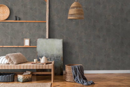 Capetown Clay Wallpaper - Brown, Metallic Black