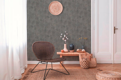 Capetown Clay Wallpaper - Brown, Metallic Black