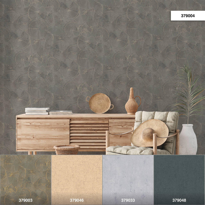 Capetown Clay Wallpaper - Brown, Metallic Black