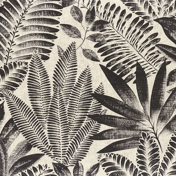 Sample - Aloes Karabane Wallpaper (Indent) - Black