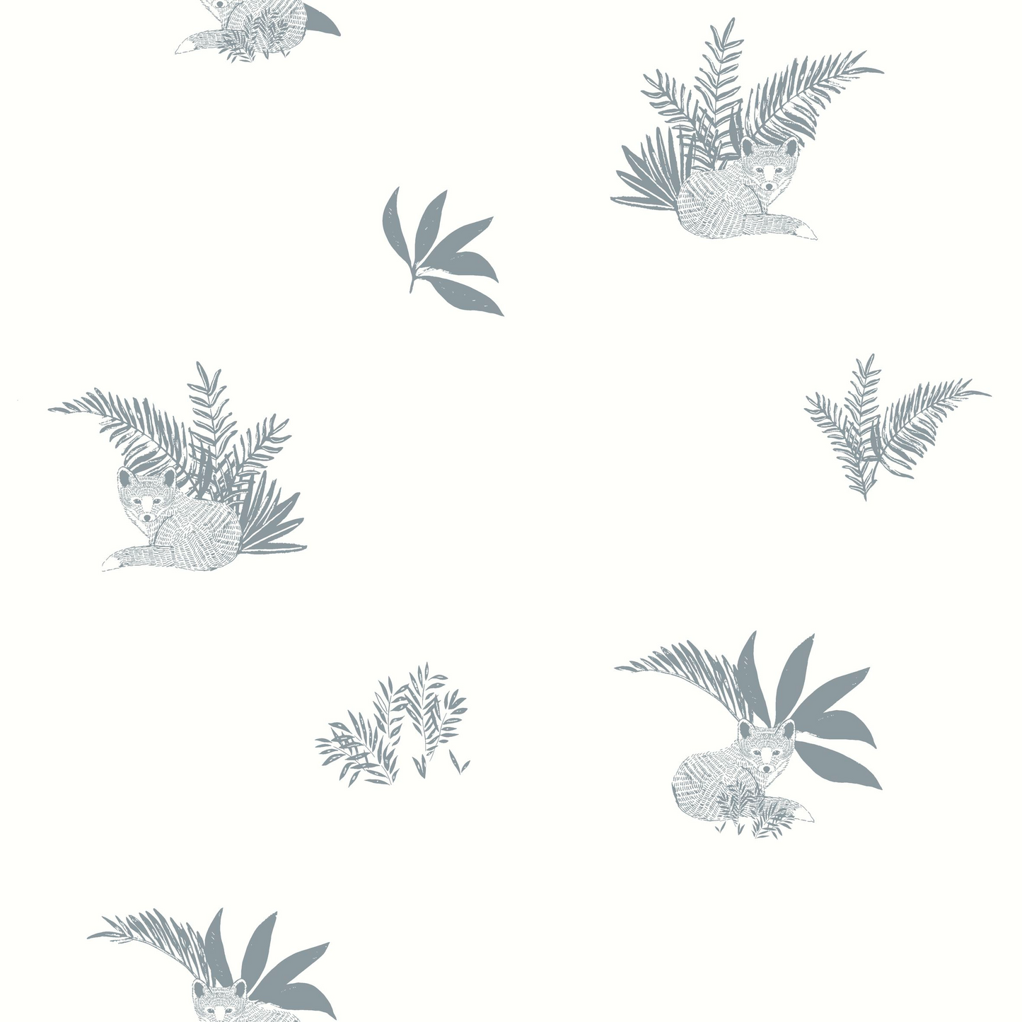 Sample - Contempler Fox Wallpaper - White