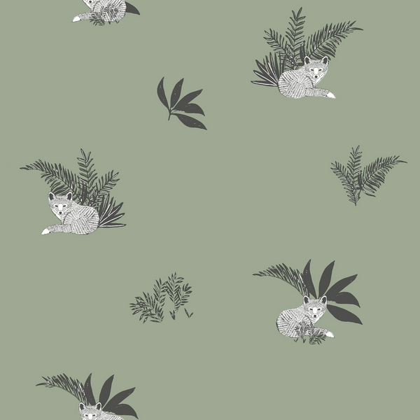 Sample - Contempler Fox Wallpaper - Sage