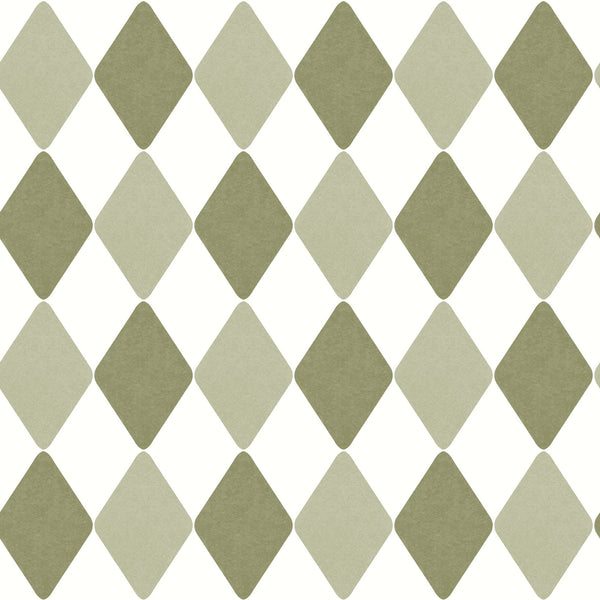 Sample - Danser Harlequin Wallpaper - Spring Green & Basil
