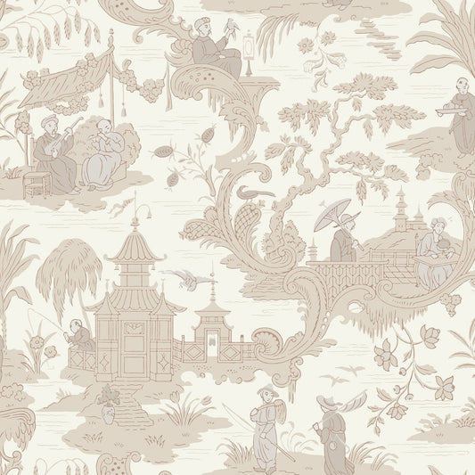Chinese Toile Wallpaper - Parchment