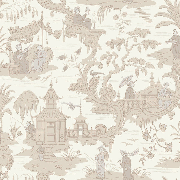 Sample - Chinese Toile Wallpaper - Parchment