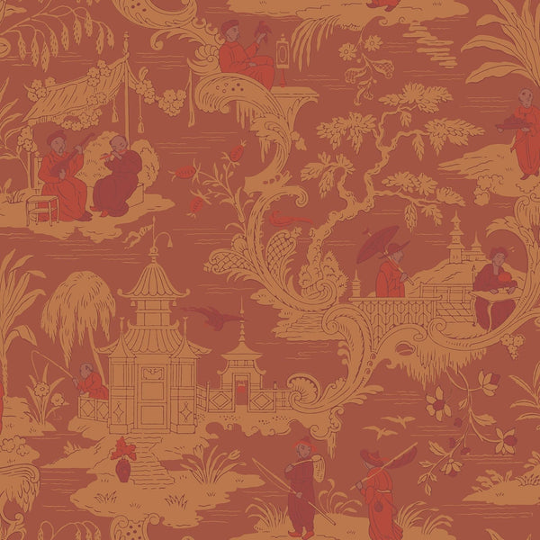 Sample - Chinese Toile Wallpaper - Ginger