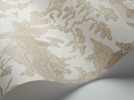 Chinese Toile Wallpaper - Parchment