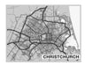 City Map Many Cities - Custom Sized Wallpaper Mural (per m2) - Christchurch Glow