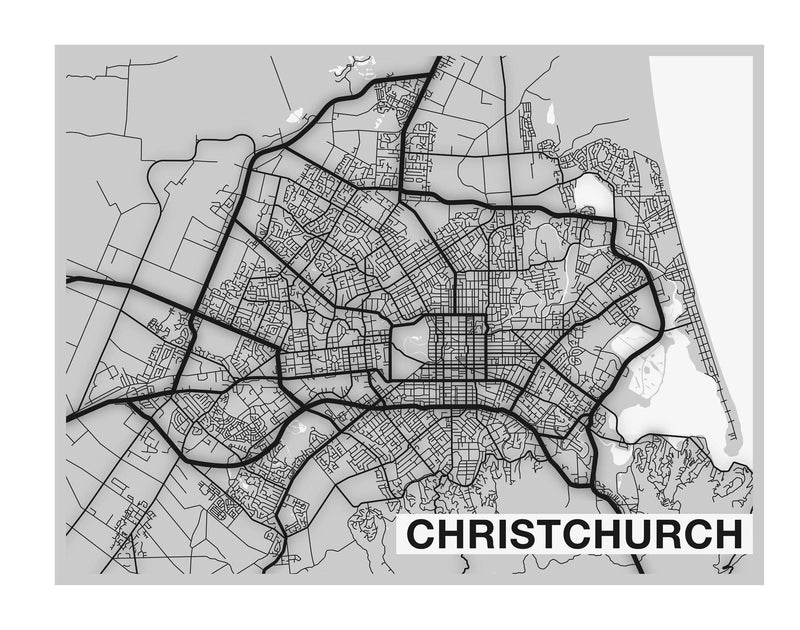 City Map Many Cities - Custom Sized Wallpaper Mural (per m2) - Christchurch Glow