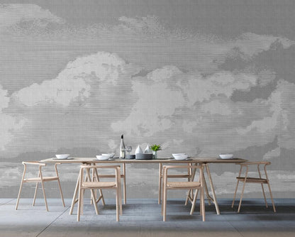 Cloudy Day  - Grey - Custom Sized Wallpaper Mural (per m2)
