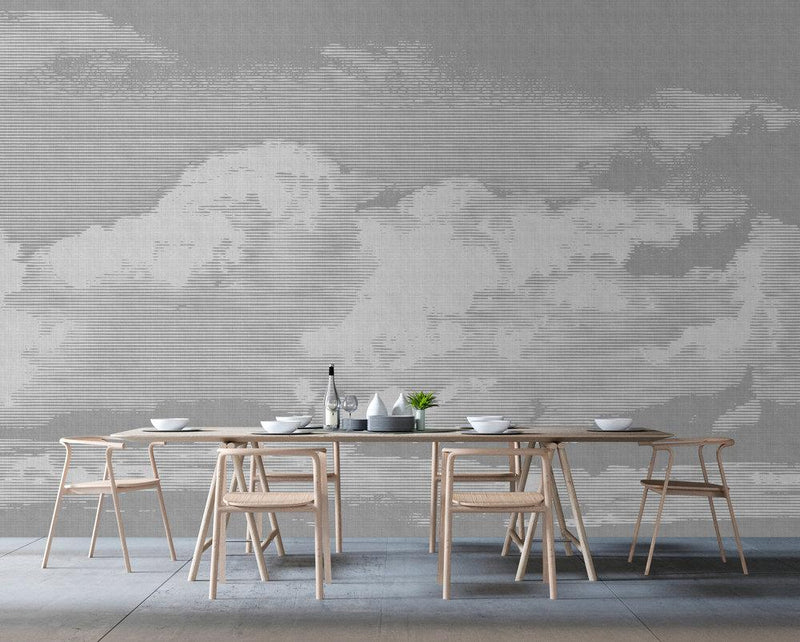 Cloudy Day  - Grey - Custom Sized Wallpaper Mural (per m2)