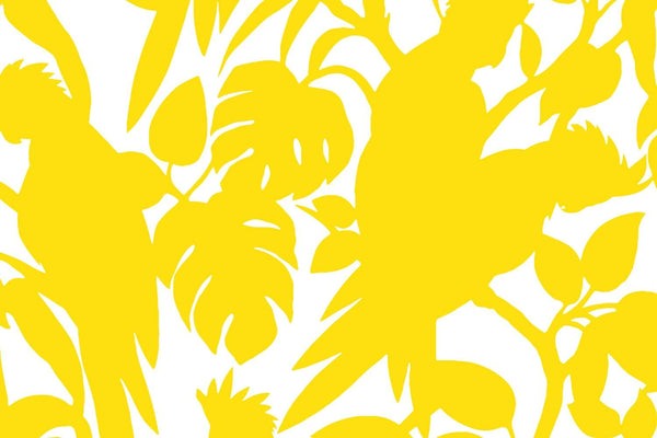 Sample – Cockatoos Florence Broadhurst Wallpaper - Wide Width Vinyl - Canary