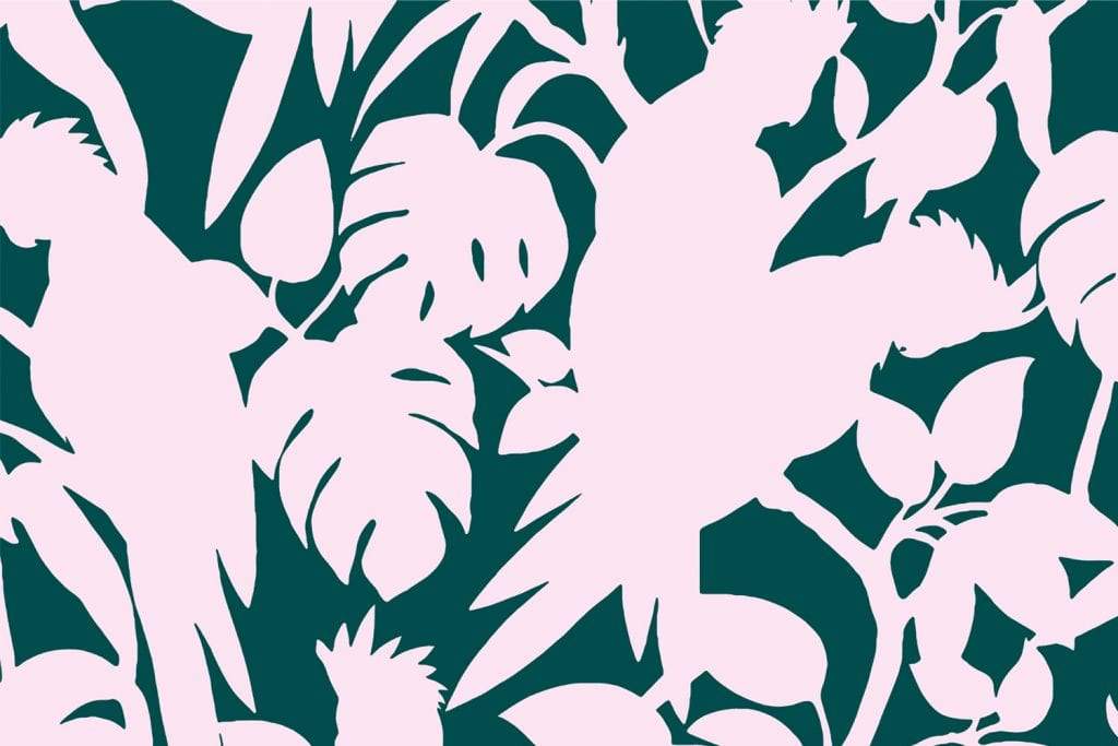 Sample – Cockatoos Florence Broadhurst Wallpaper - Wide Width Vinyl - Lush