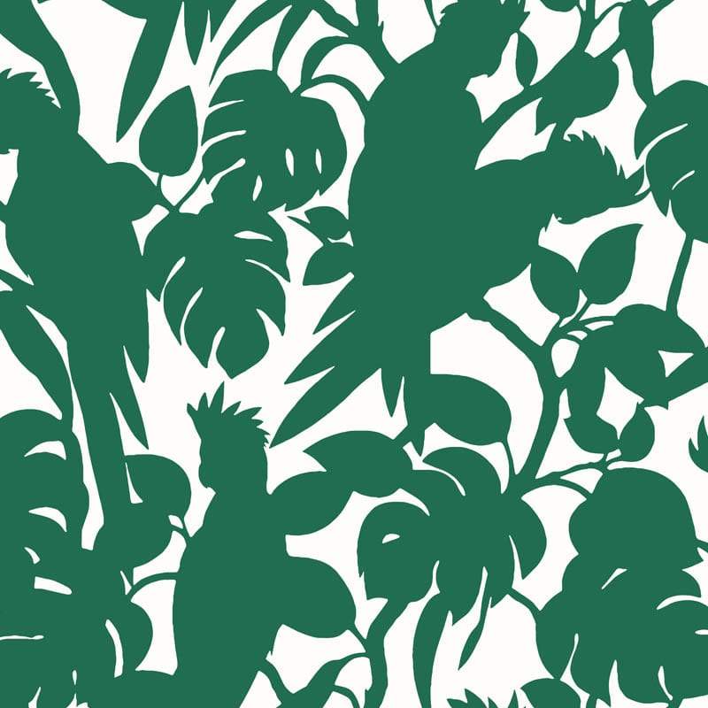 Sample – Cockatoos Florence Broadhurst Wallpaper - Wide Width Vinyl - Grasshopper