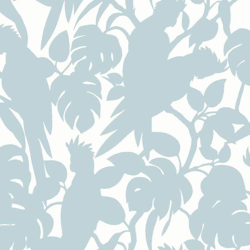 Sample – Cockatoos Florence Broadhurst Wallpaper - Wide Width Vinyl - Sky