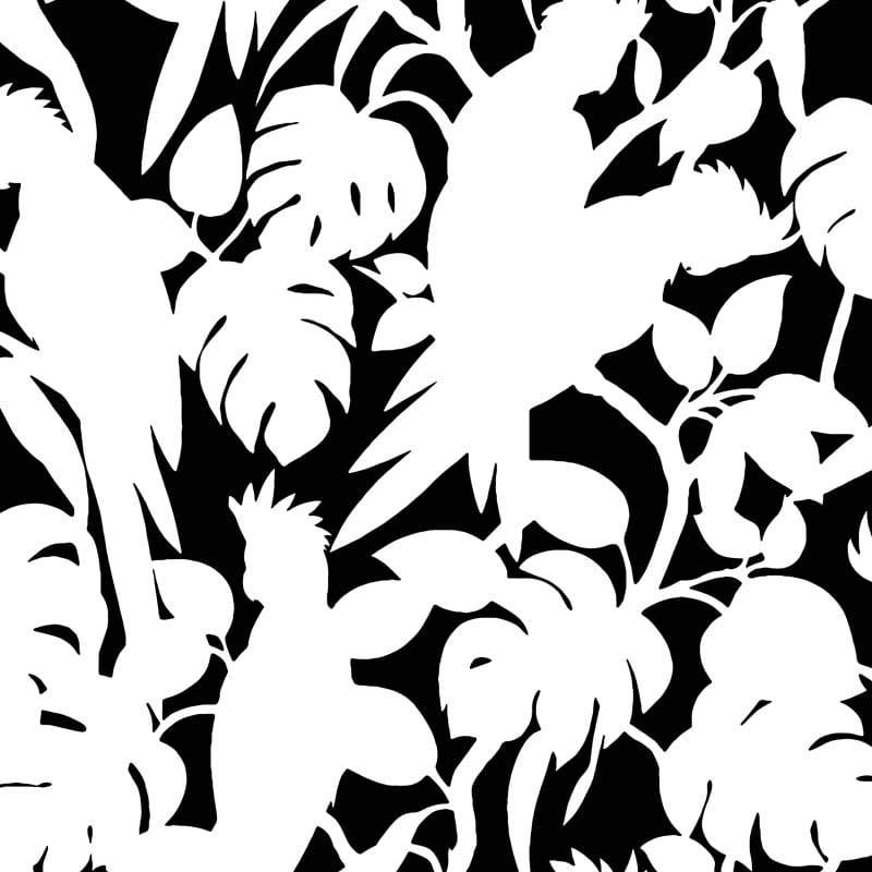 Sample – Cockatoos Florence Broadhurst Wallpaper - Wide Width Vinyl - Soot