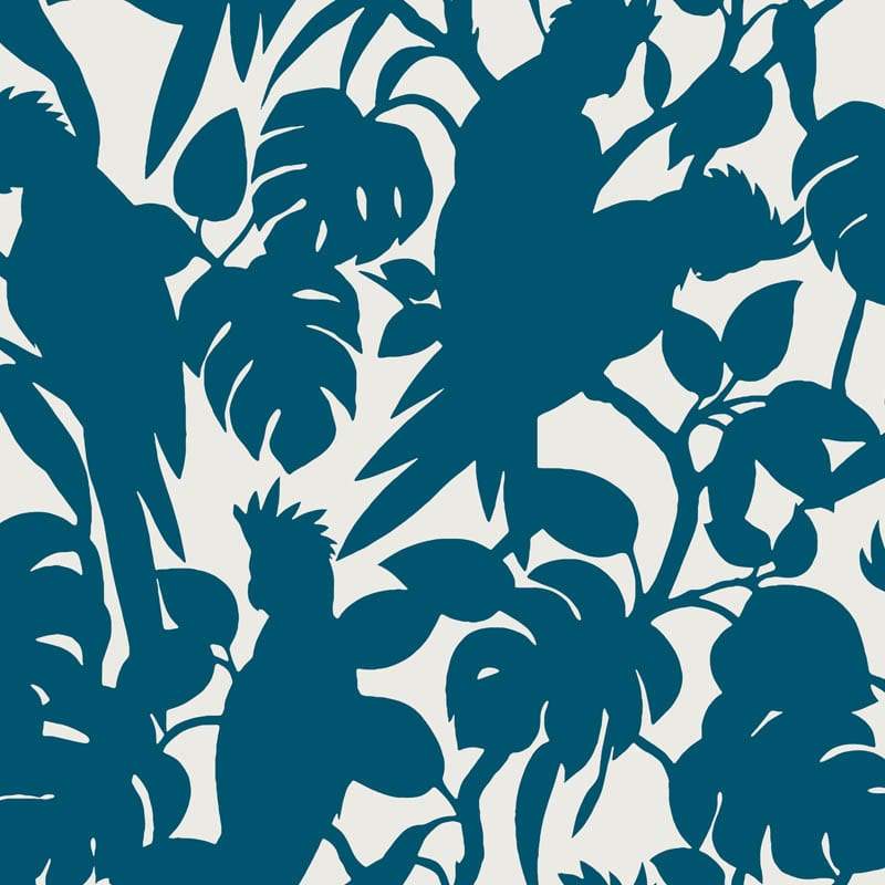 Sample – Cockatoos Florence Broadhurst Wallpaper - Wide Width Vinyl - Seaside