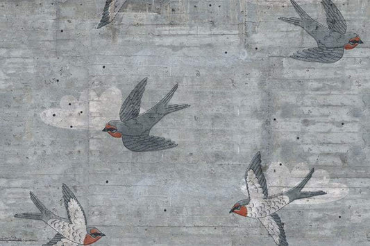 Concrete Swallows - Day - Custom Sized Mural Wallpaper (per m2)
