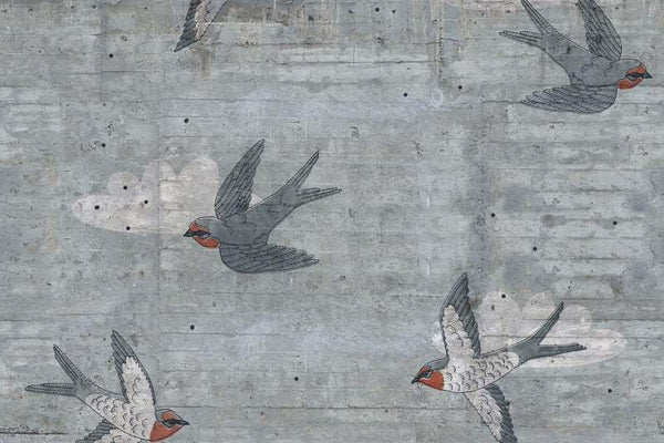 Sample - Concrete Swallows - Day - Custom Sized Mural Wallpaper (per m2)