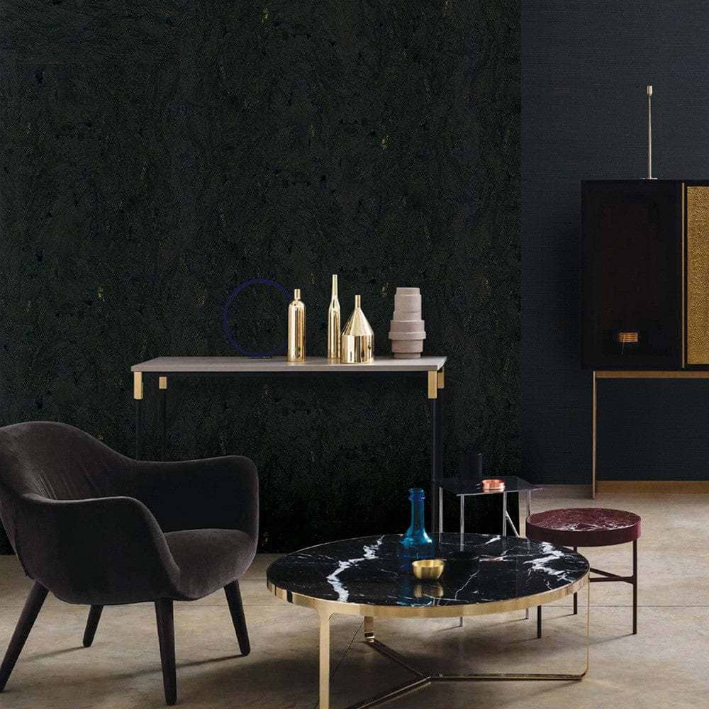 Lasmin Cork Metallic Wallpaper - Charcoal Grey/Gold