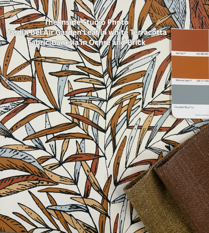 Jardin Bel Air Vinyl Leaf Wallpaper -  Blue Terracotta - Last 40 Rolls