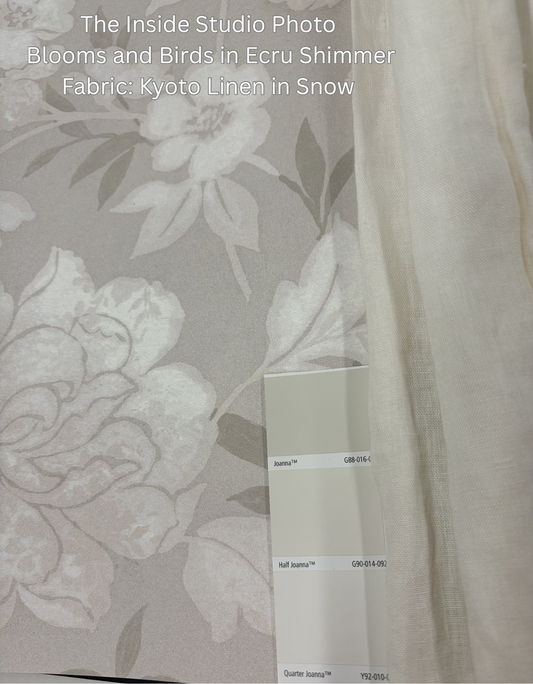Blooms and Birds Wallpaper - Ecru Shimmer