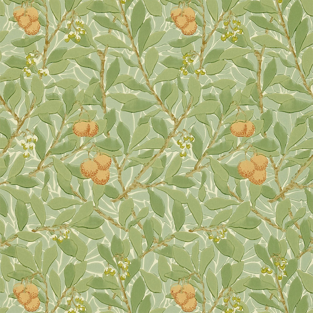Arbutus by Morris Wallpaper - Green/Terracotta