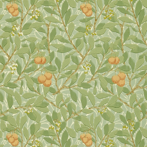Sample - Arbutus by Morris Wallpaper - Green/Terracotta