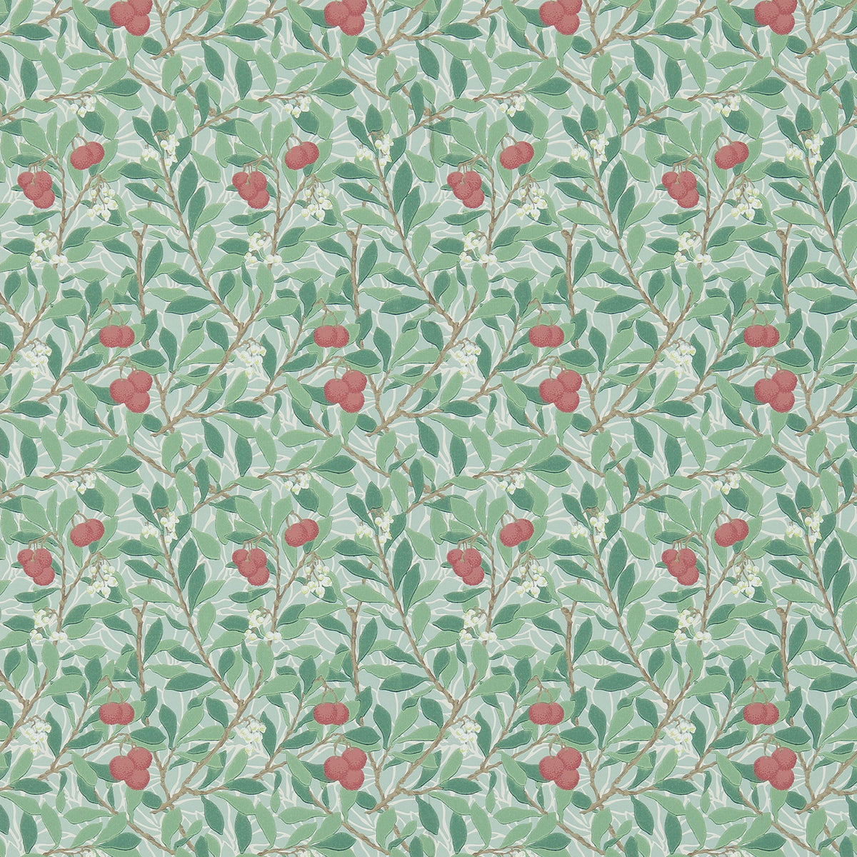 Sample - Arbutus by Morris Wallpaper - Thyme/Coral