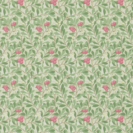 Arbutus by Morris Wallpaper - Olive/Pink
