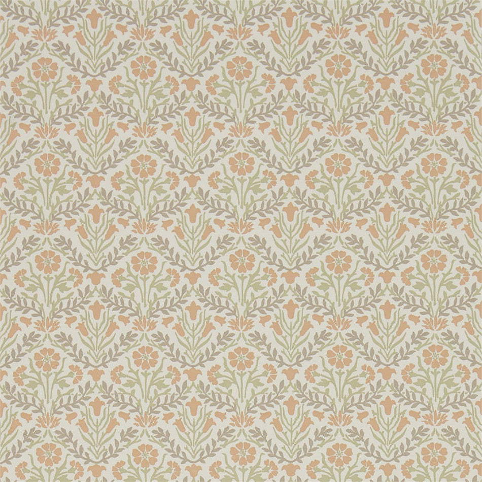 Sample - Bellflowers Wallpaper - Morris - Saffron/Olive