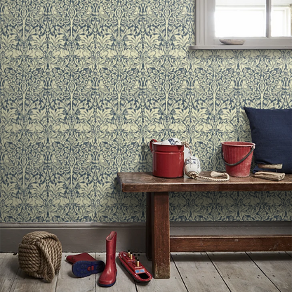 Brer Rabbit by Morris Wallpaper - Blue/Neutral