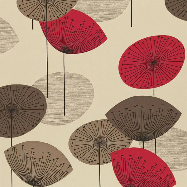 Sample - Dandelion Clocks Wallpaper - Red