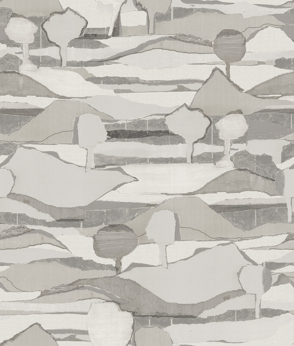Boulevard Abstract Mountains - Grey - Custom Sized Wallpaper Mural (per m2)