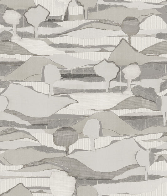 Boulevard Abstract Mountains - Grey - Custom Sized Wallpaper Mural (per m2)