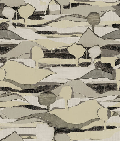 Boulevard Abstract Mountains - Black and Gold - Custom Sized Wallpaper Mural (per m2)