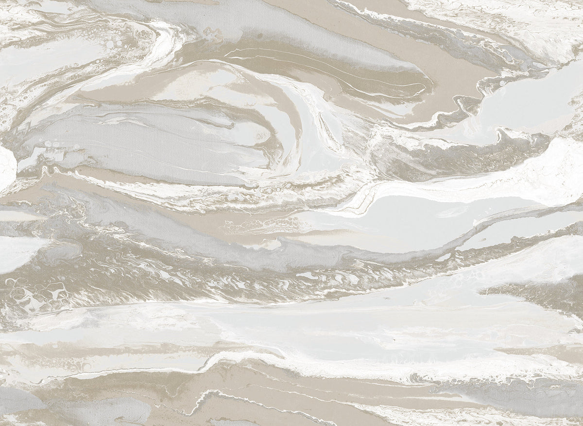 Boulevard Marble CORK - Light Grey + Gold - Custom Sized Wallpaper Mural (per m2)