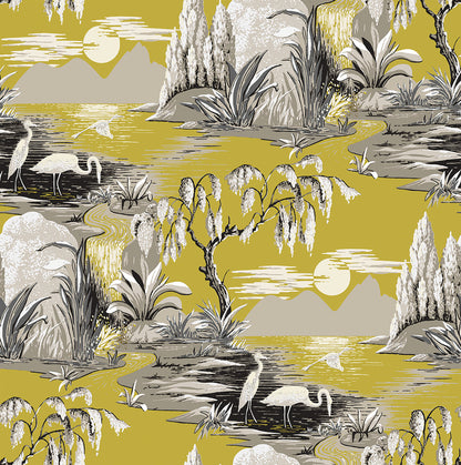 Boulevard Egret Park CORK - Ochre + Gold - Custom Sized Wallpaper Mural (per m2)